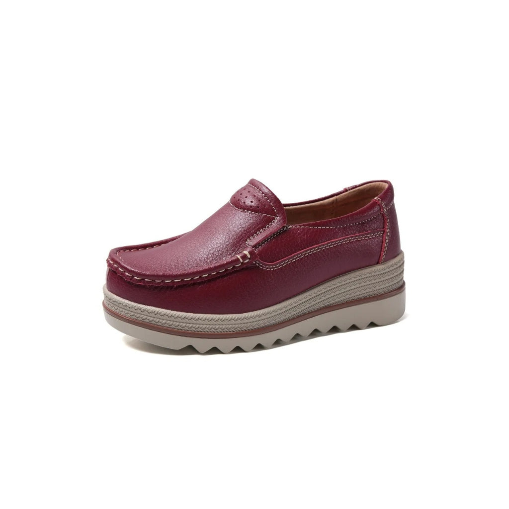 Mocassins compensés en cuir synthétique pour femme