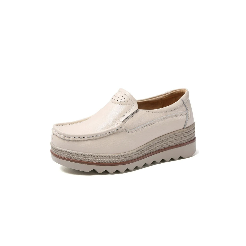 Mocassins compensés en cuir synthétique pour femme