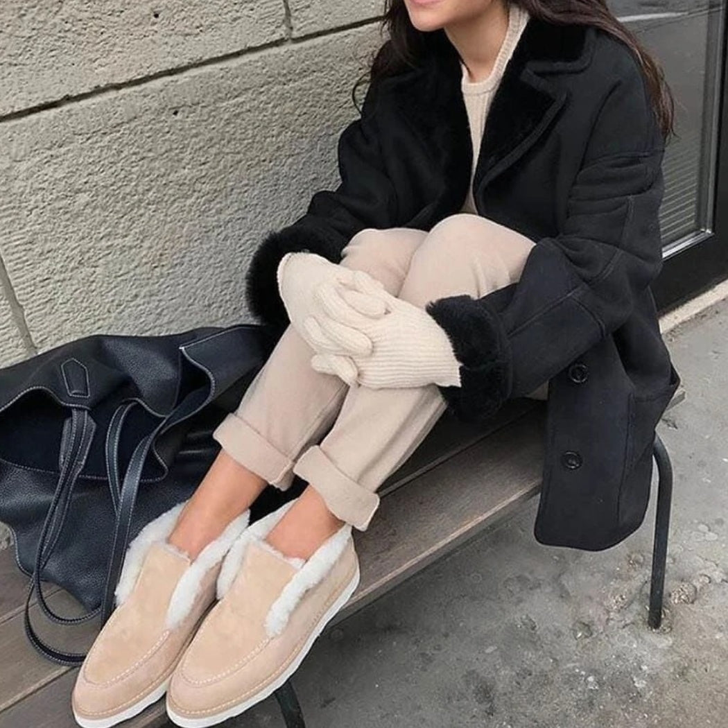 Mocassins en daim fourrés pour femme