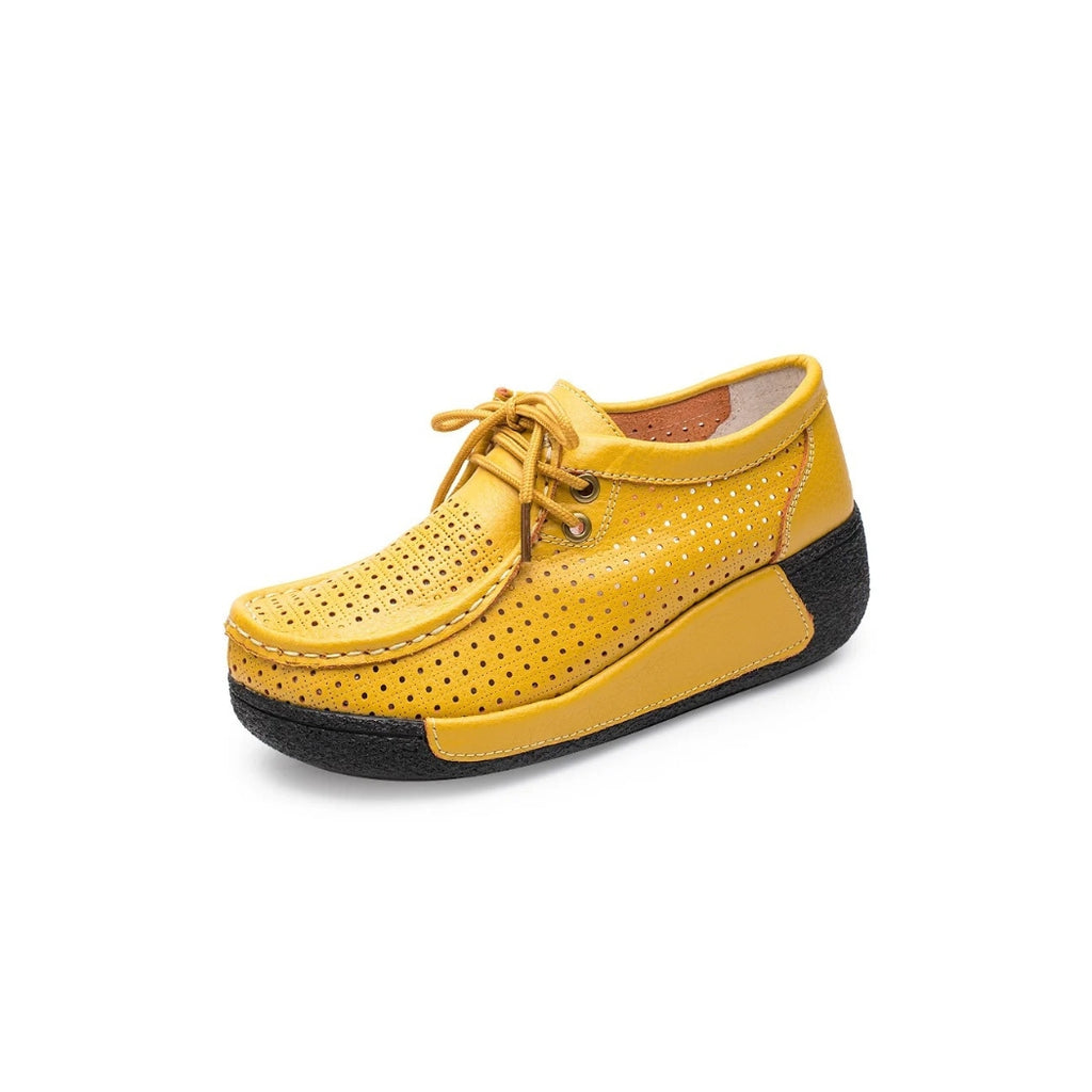 Mocassins femme en cuir avec semelles compensées
