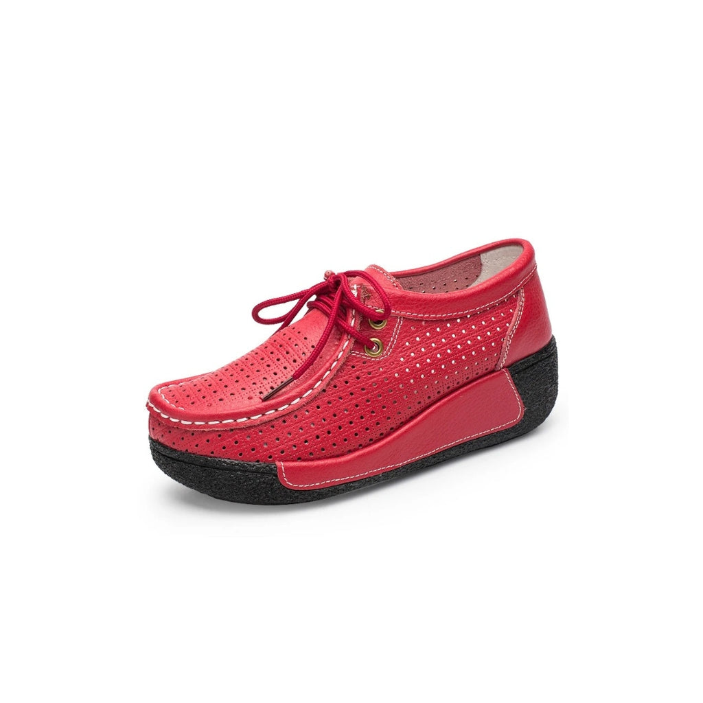 Mocassins femme en cuir avec semelles compensées