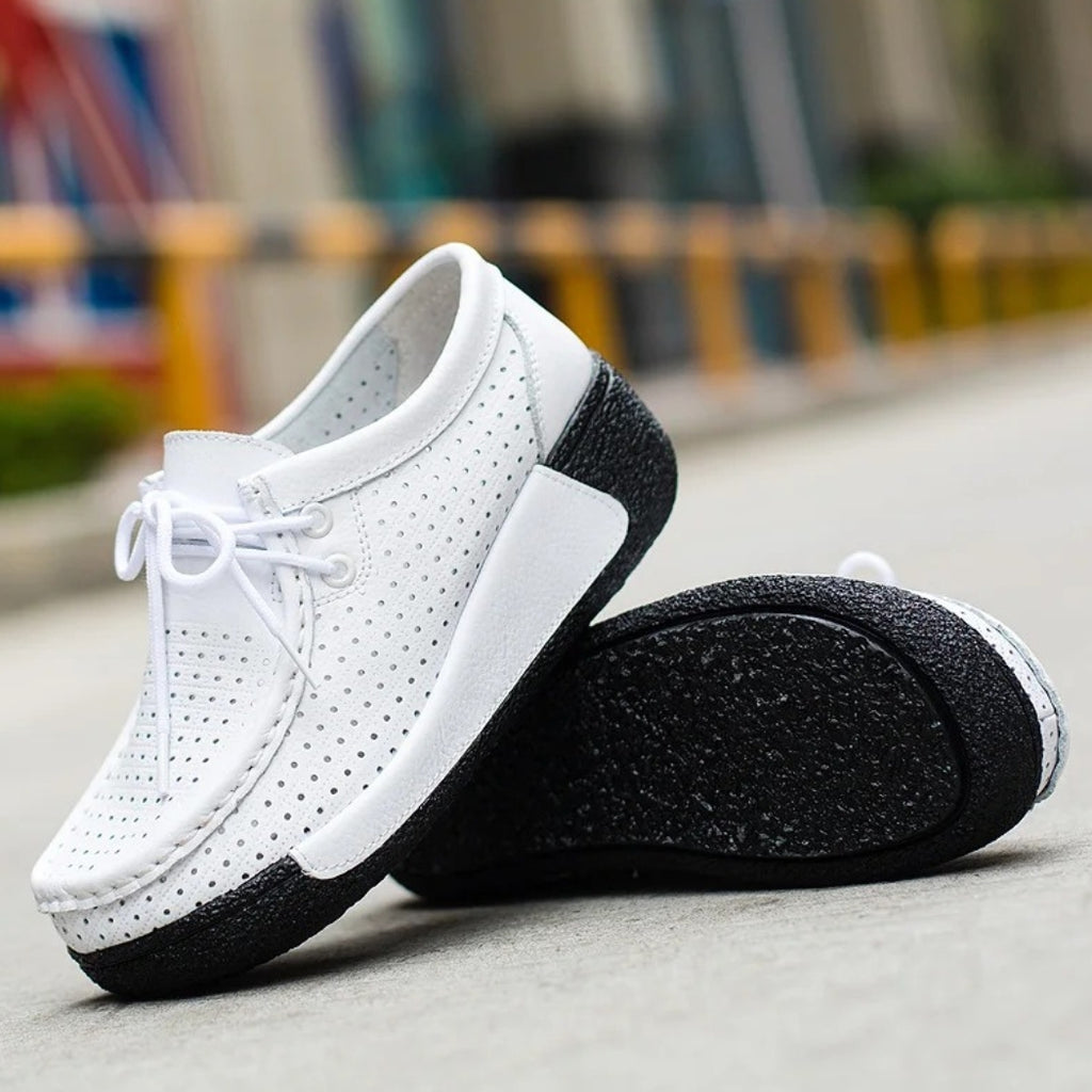 Mocassins femme en cuir avec semelles compensées