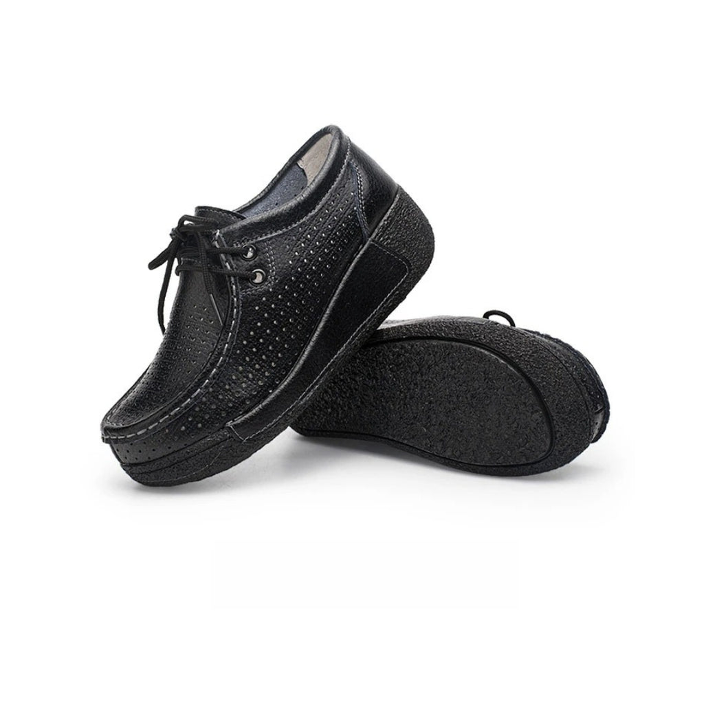 Mocassins femme en cuir avec semelles compensées