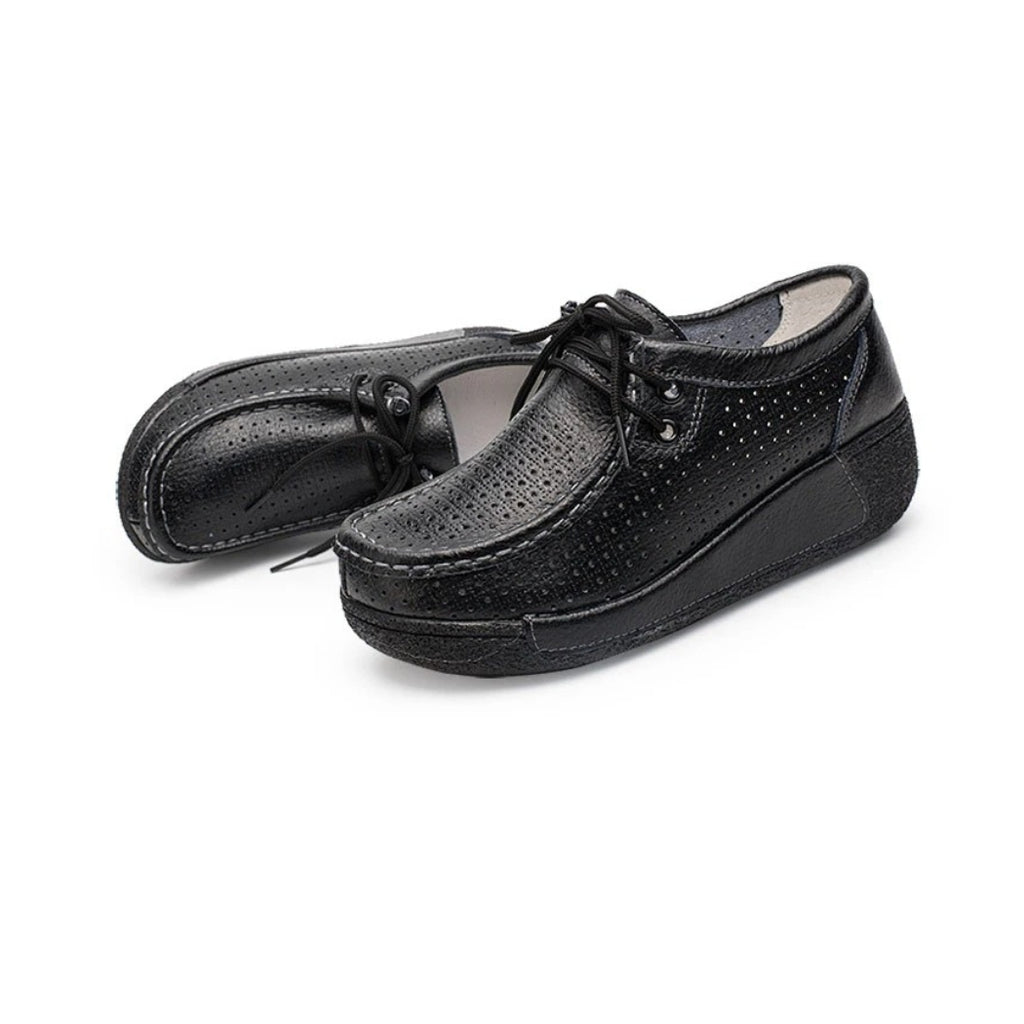 Mocassins femme en cuir avec semelles compensées