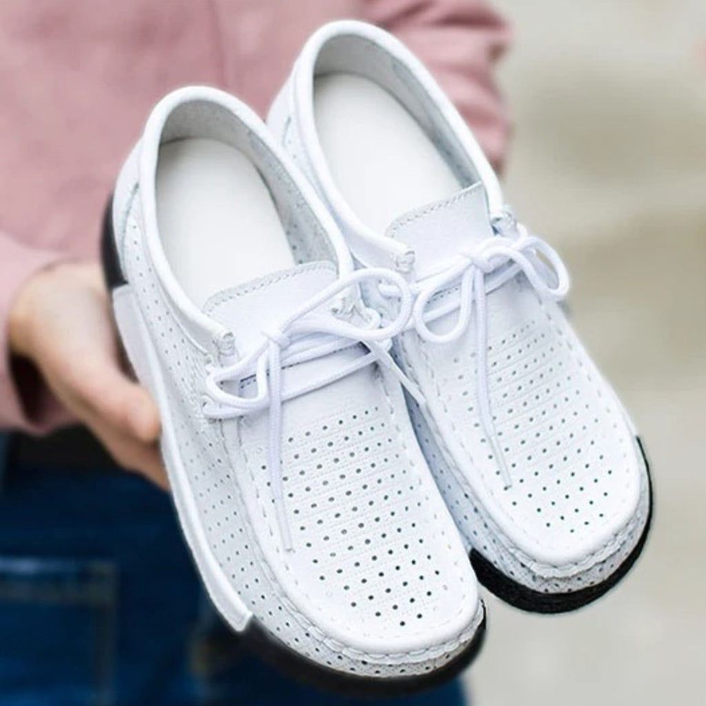 Mocassins femme en cuir avec semelles compensées