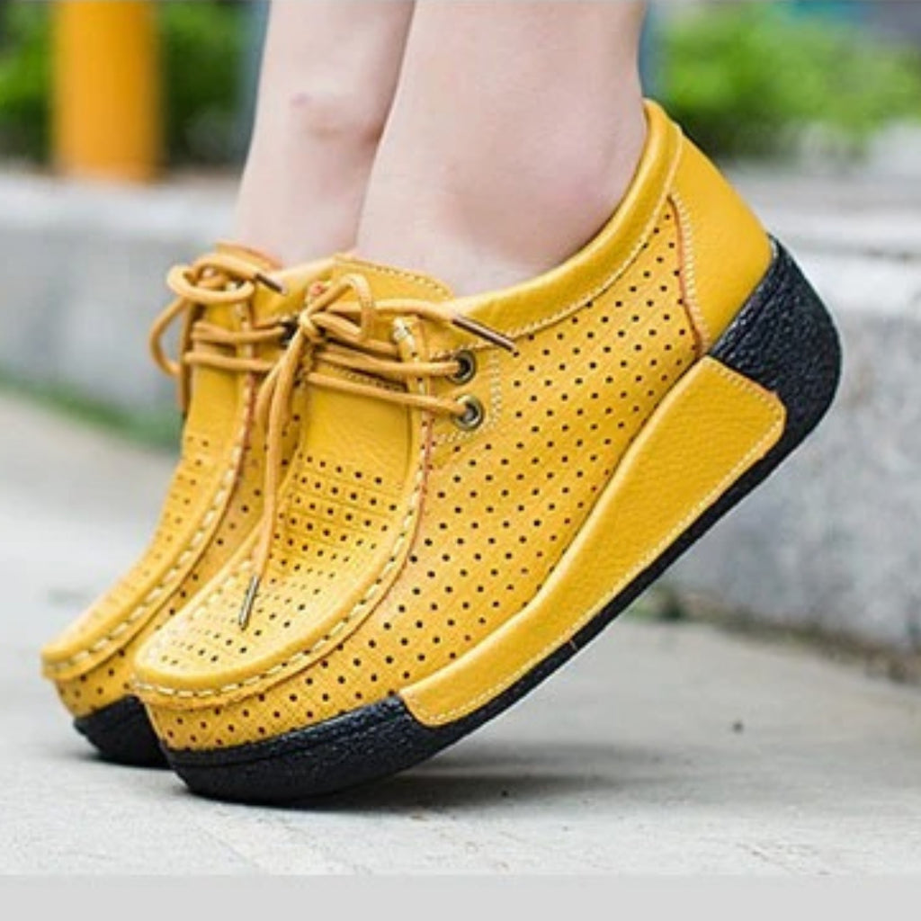 Mocassins femme en cuir avec semelles compensées
