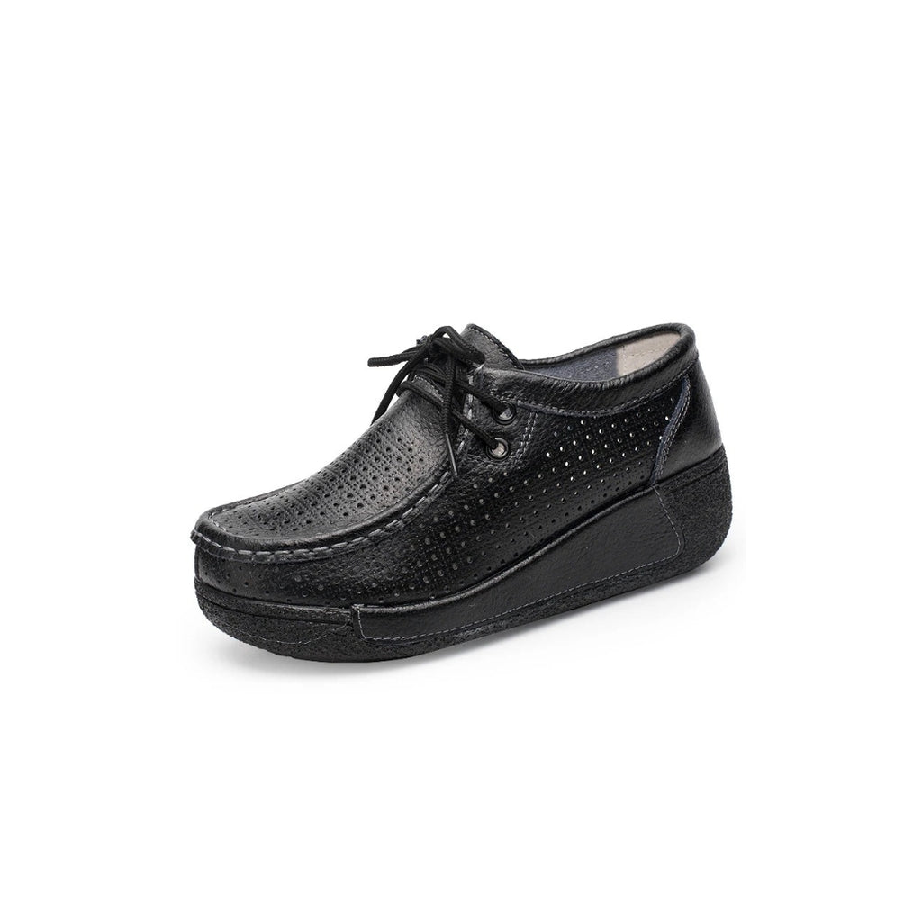 Mocassins femme en cuir avec semelles compensées