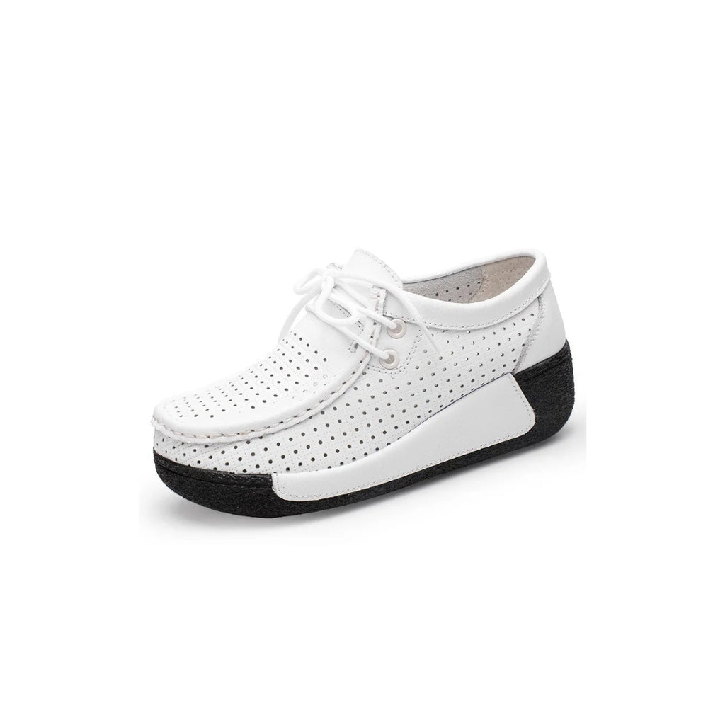 Mocassins femme en cuir avec semelles compensées