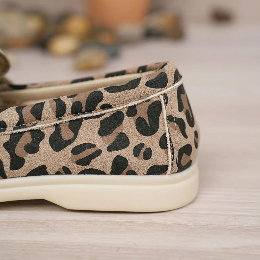 Mocassins léopard en daim synthétique pour femme