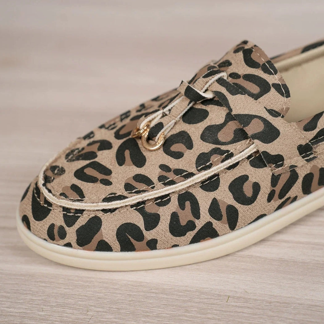 Mocassins léopard en daim synthétique pour femme