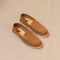 Yacht - Mocassins premium en daim véritable pour homme, Marron