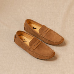 Classico - Mocassins driver en daim premium pour homme, Marron
