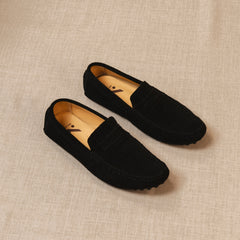 Classico - Mocassins driver en daim premium pour homme, Noir