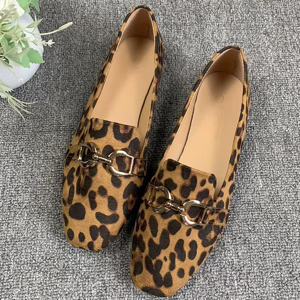 Mocassin léopard et chaine femme