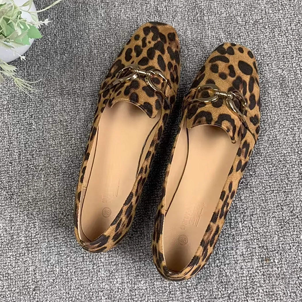 Mocassin léopard et chaine femme