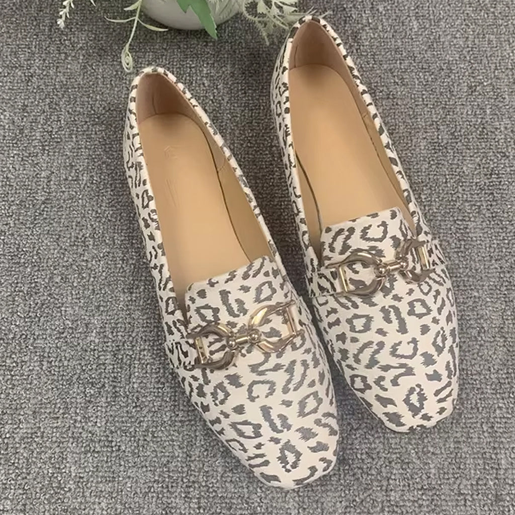 Mocassin léopard et chaine femme