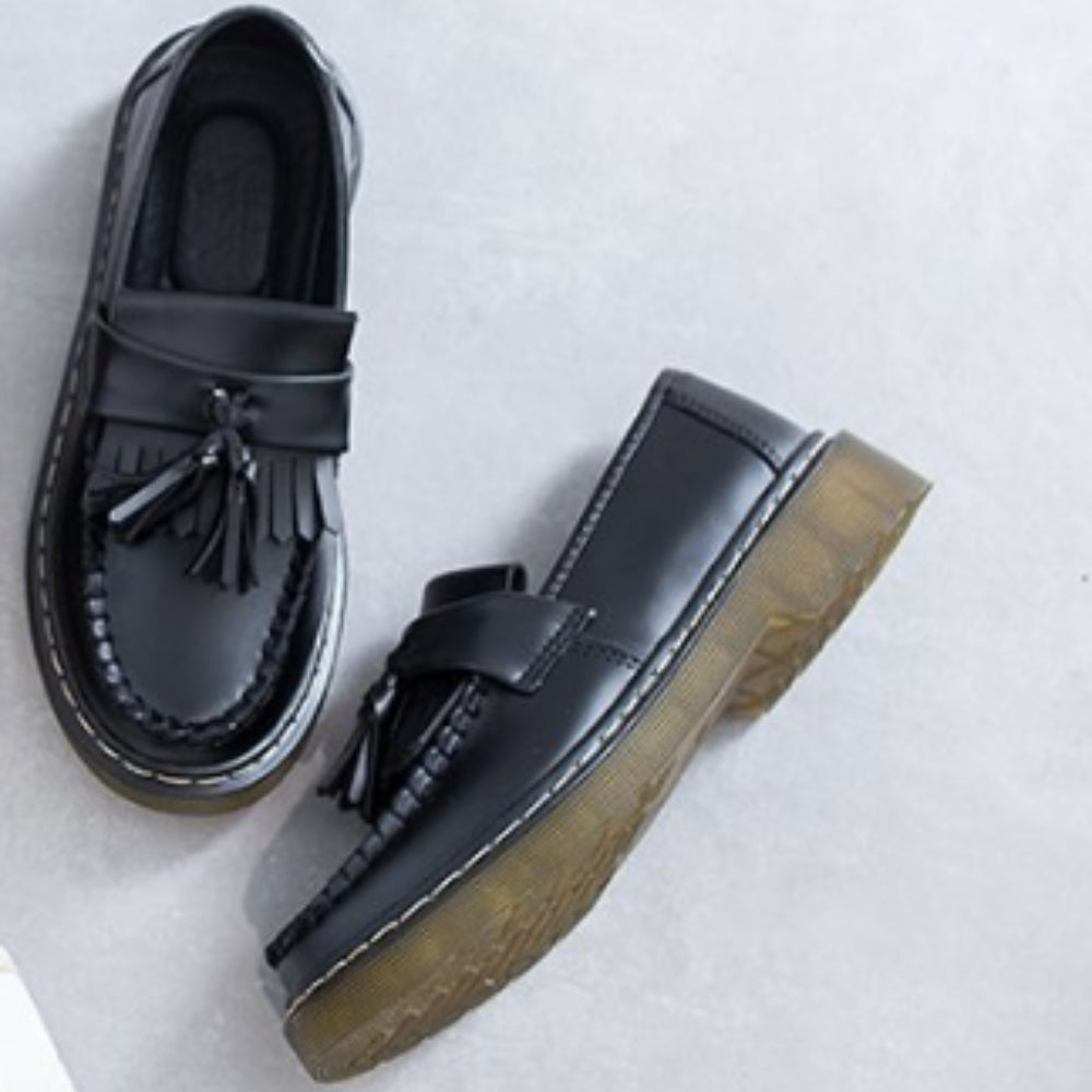 Mocassins à glands et à franges en cuir synthétique pour femme