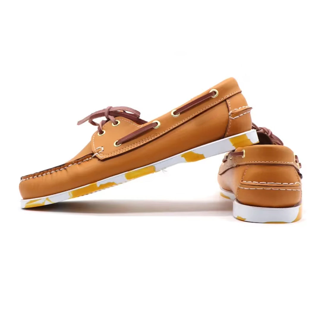 Mocassin bateau en cuir semelle colorée