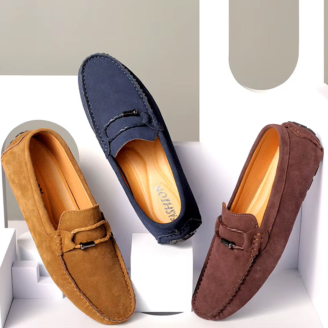 Mocassin style bateau en daim pour homme
