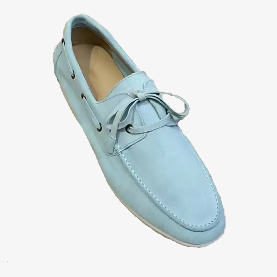 Mocassin bateau en daim chic bleu ciel