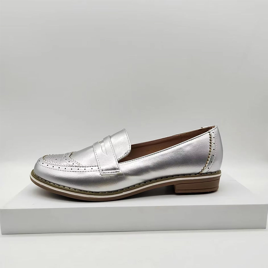 Mocassin chic argenté pour femme