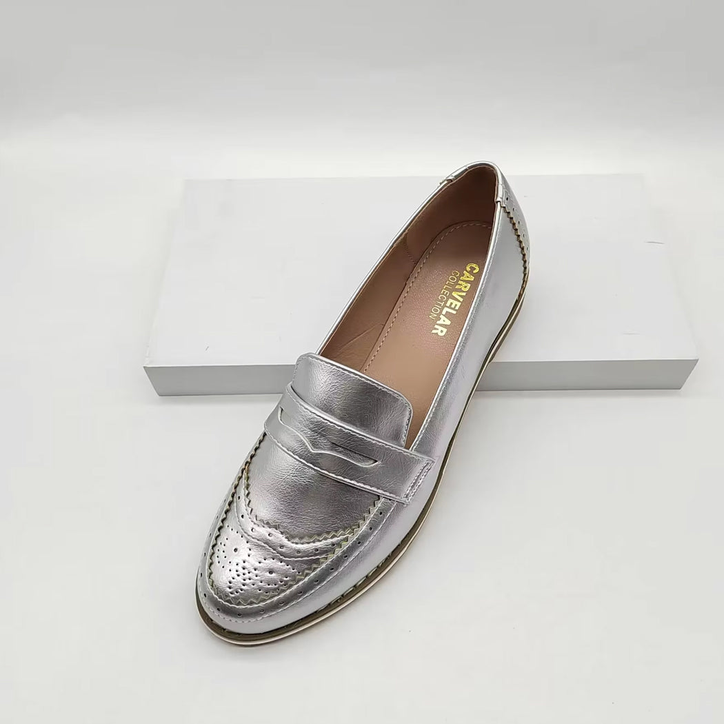 Mocassin chic argenté pour femme