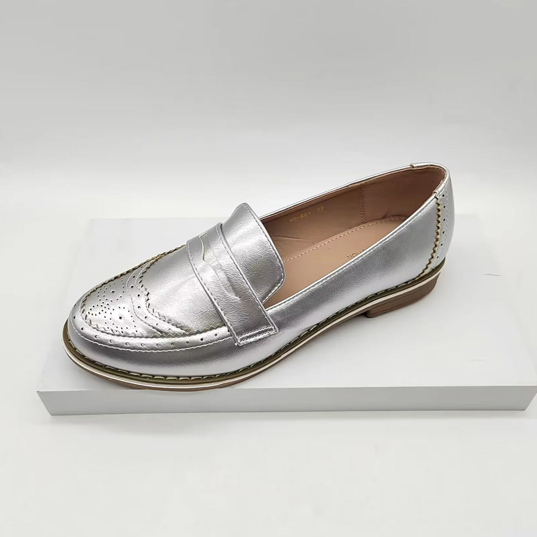 Mocassin chic argenté pour femme
