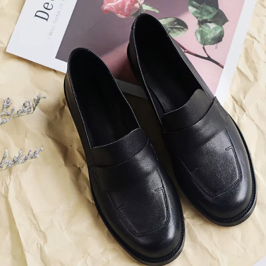Mocassin classique élégant en cuir pour femme