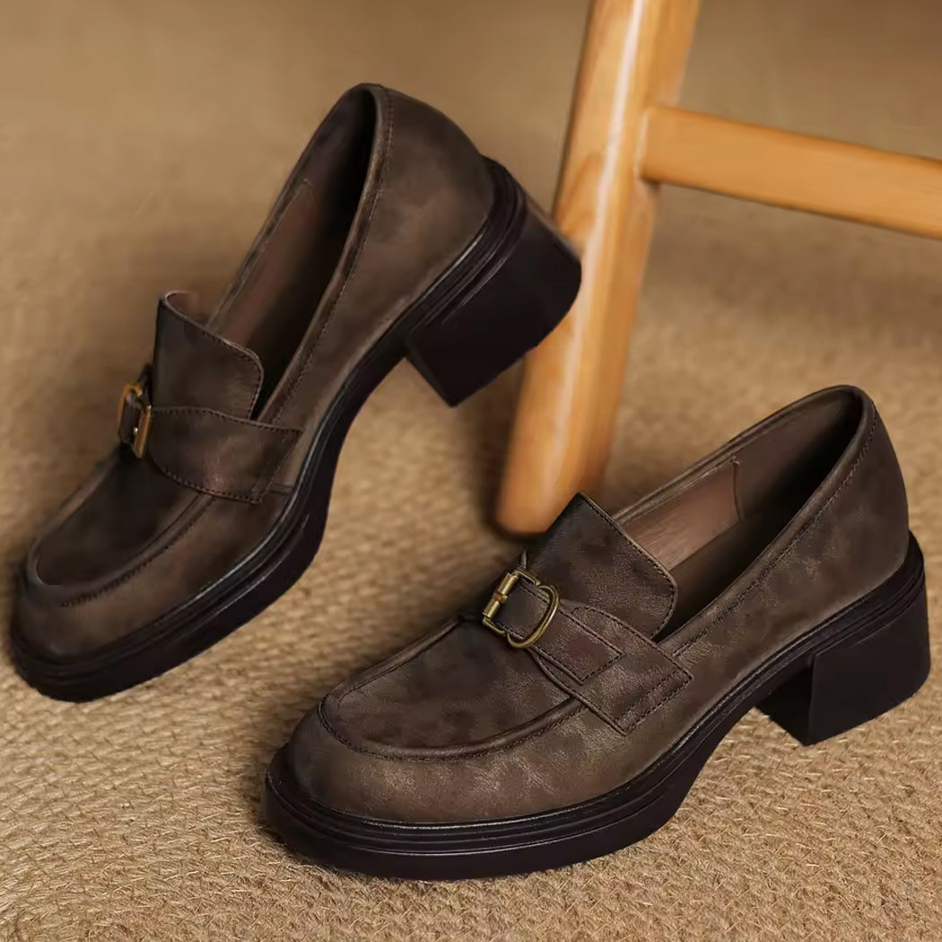 Mocassin léopard en cuir