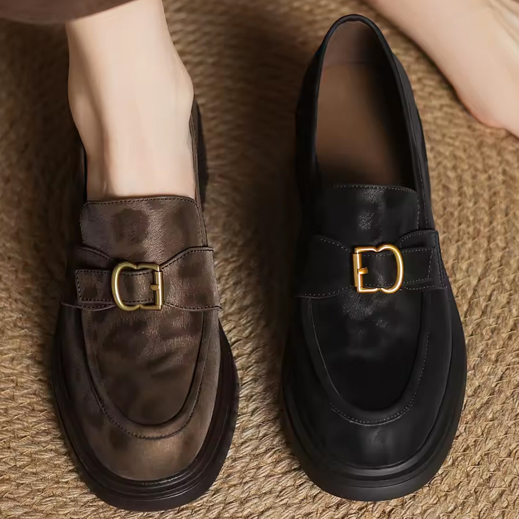 Mocassin léopard en cuir