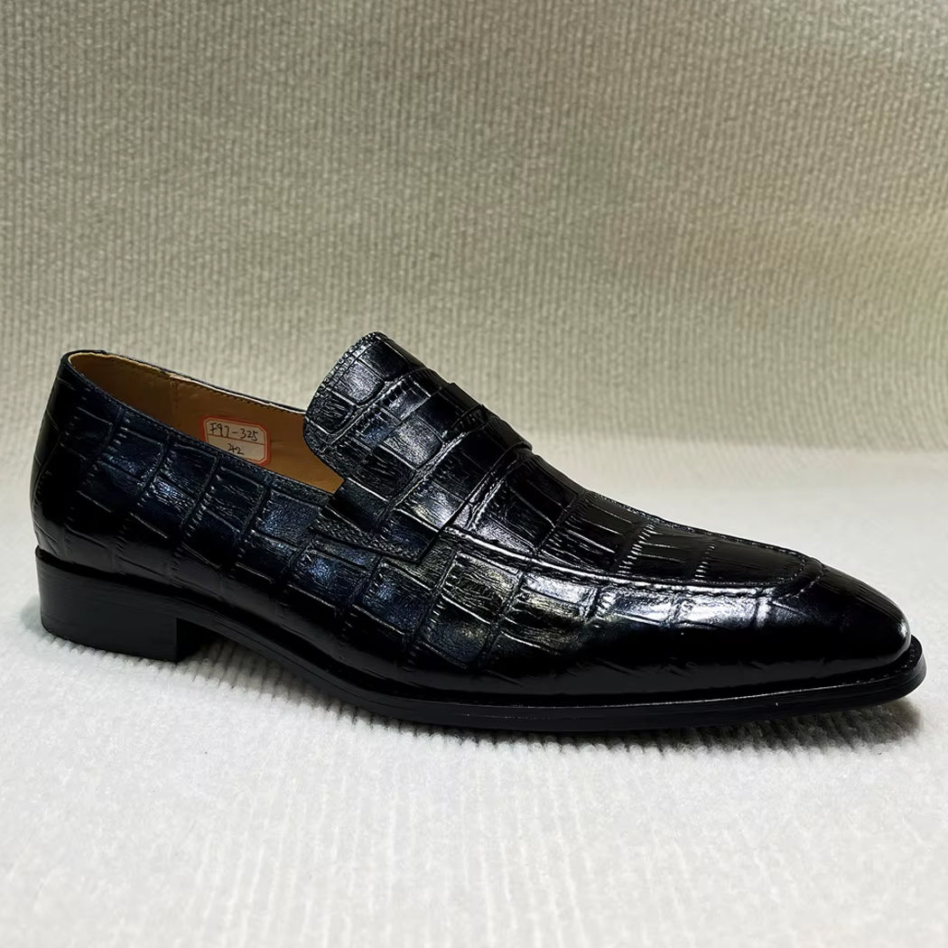 Mocassin italien en cuir effet croco pour homme