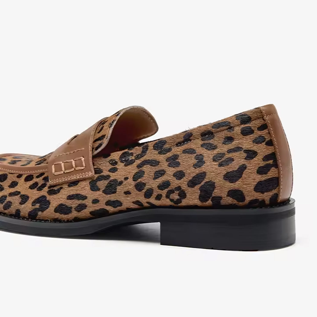 Mocassin léopard en cuir pour femme