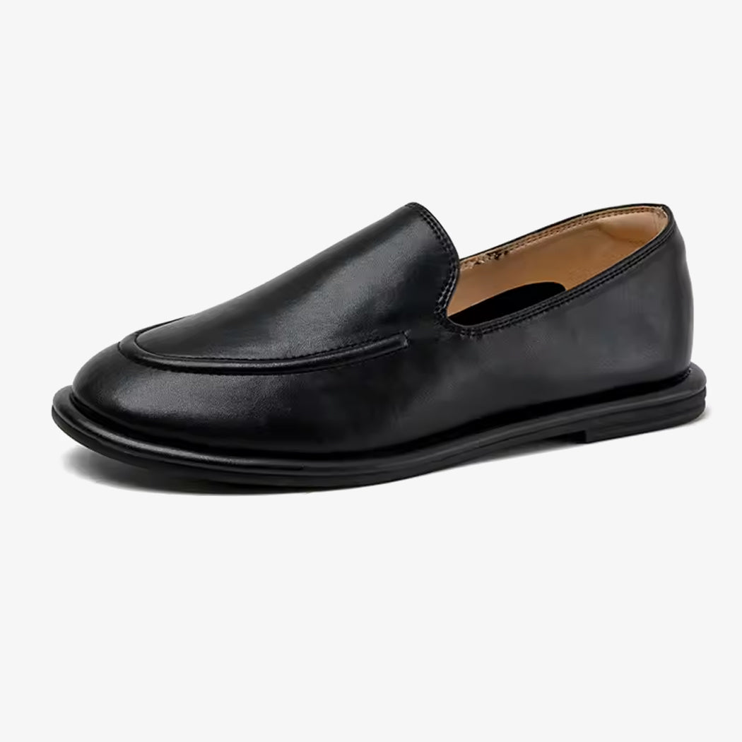 mocassin sleeper noir en cuir souple
