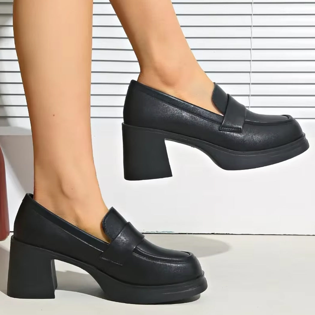 Mocassin à talon en cuir synthétique pour femme