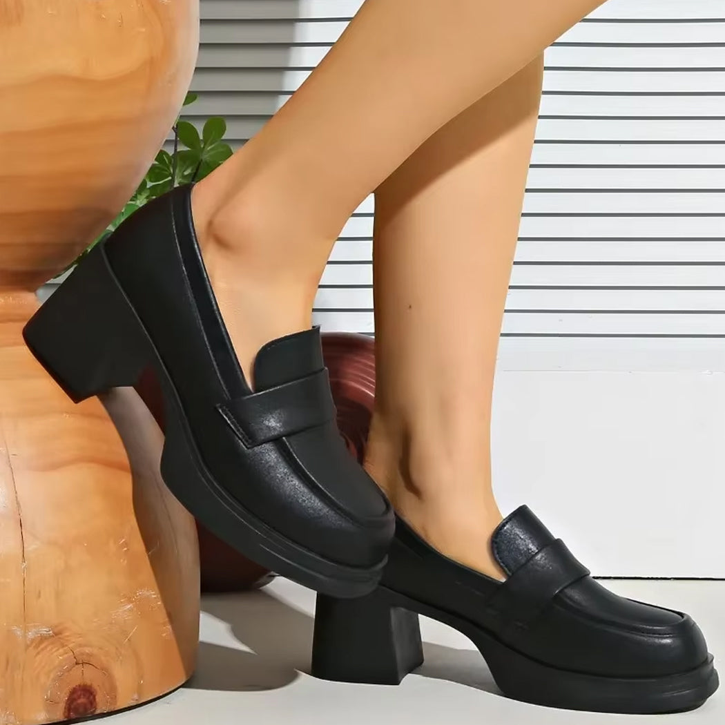 Mocassin à talon en cuir synthétique pour femme