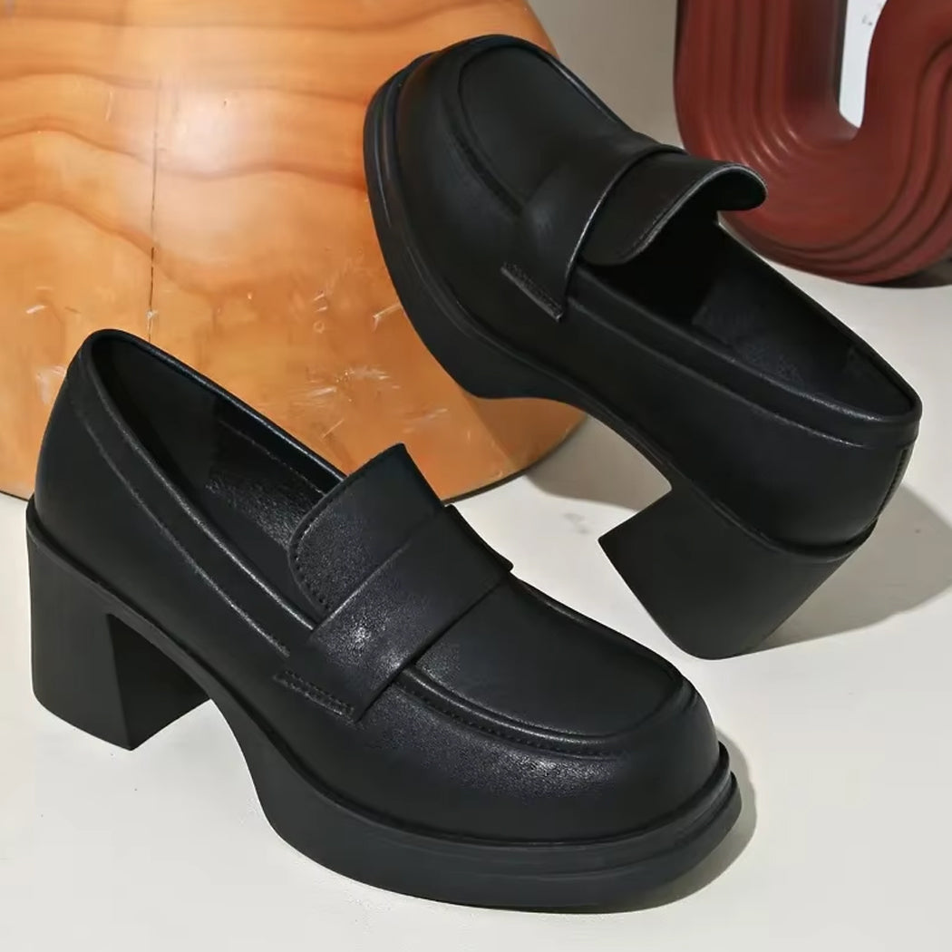Mocassin à talon en cuir synthétique pour femme