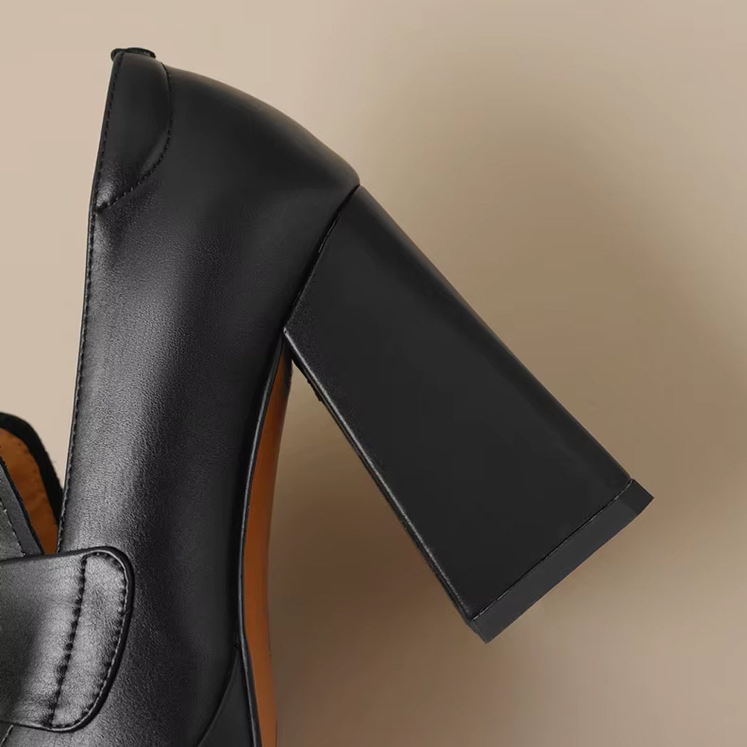 Mocassin à talon en cuir pour femme