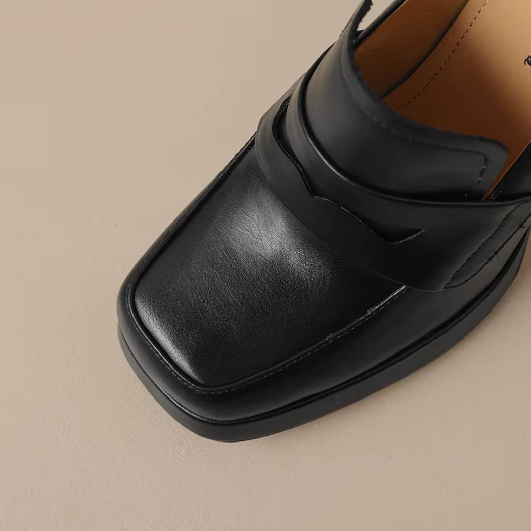 Mocassin à talon en cuir pour femme