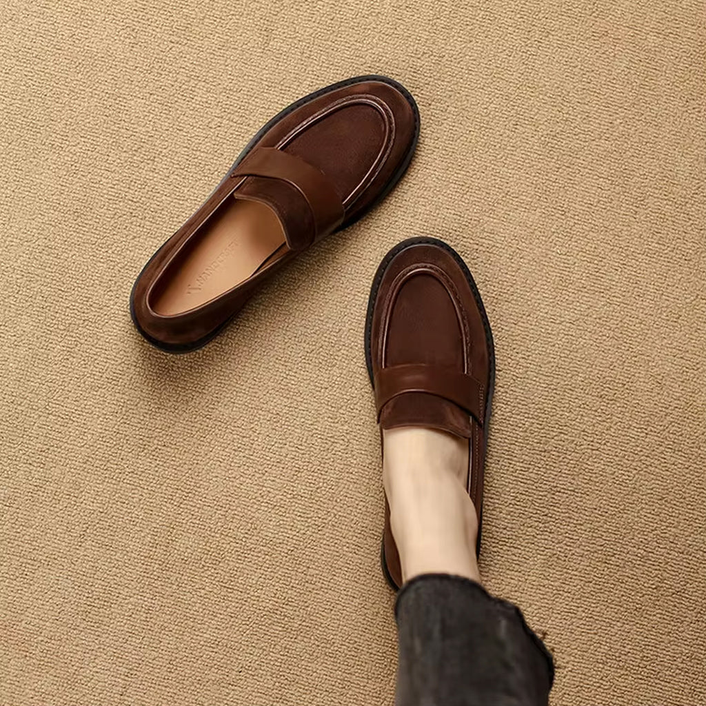 Mocassin classique en daim pour femme