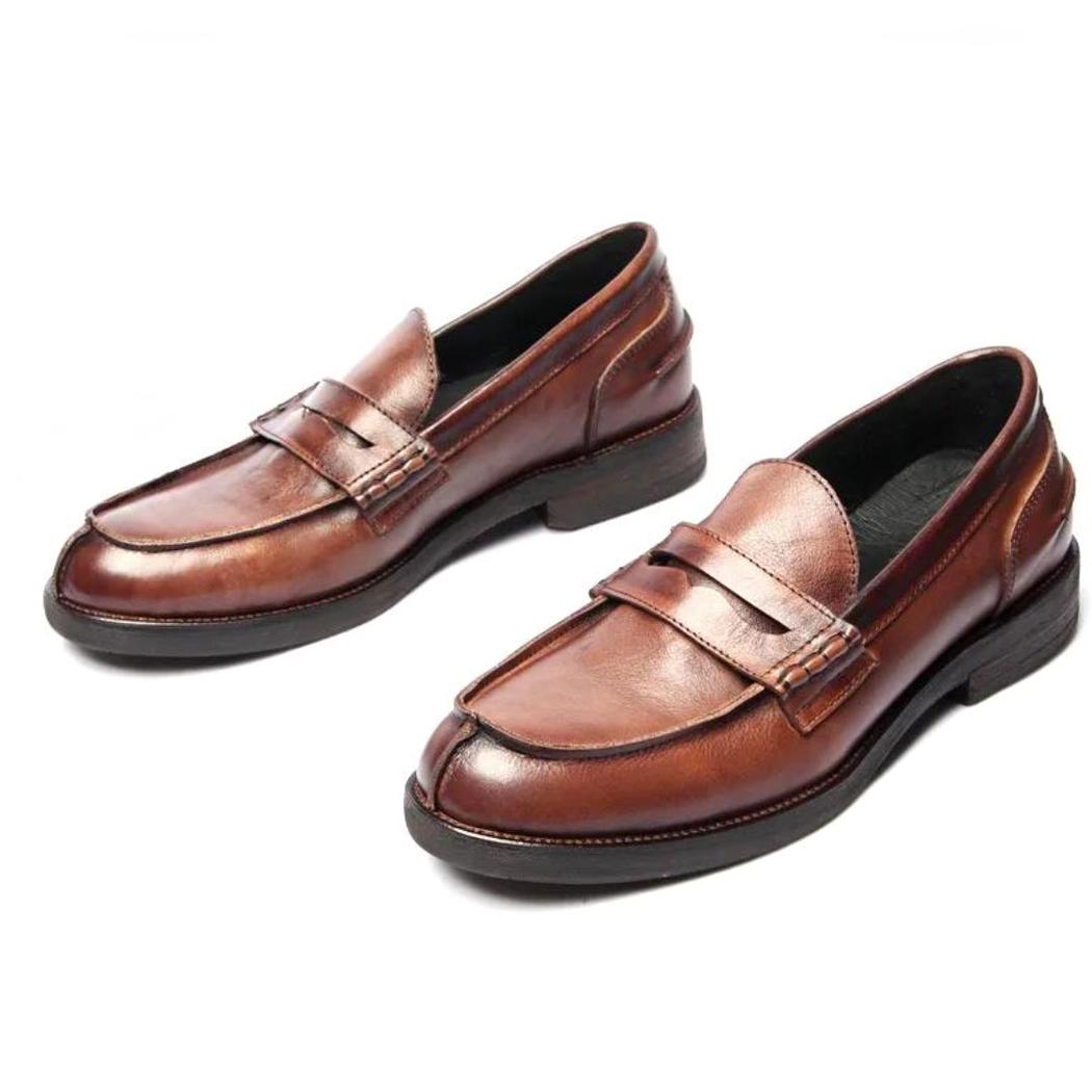 Mocassins en cuir véritable marron ou noir pour homme
