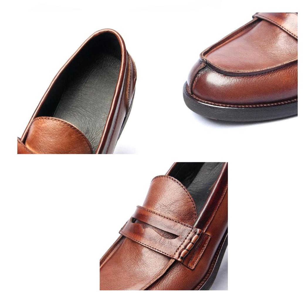 Mocassins en cuir véritable marron ou noir pour homme