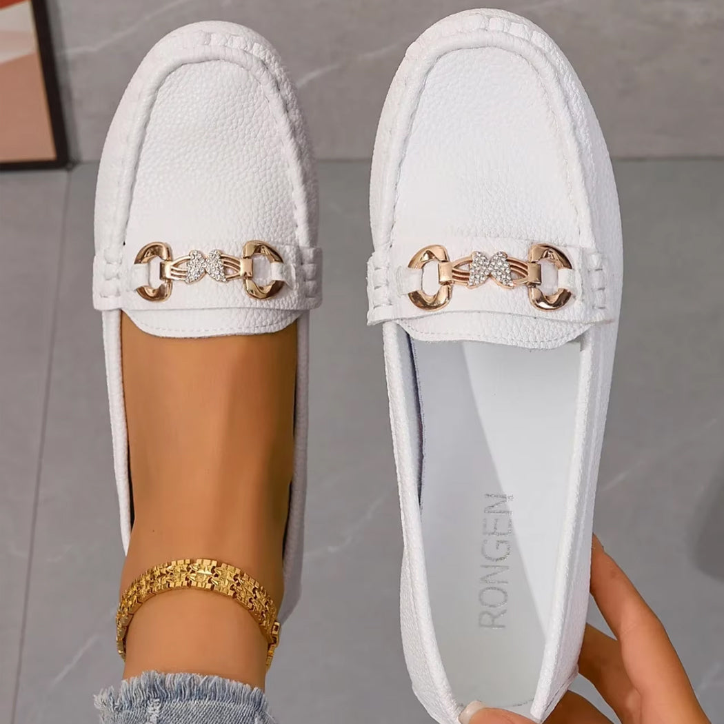 Mocassin décontracté détails chaine et strass