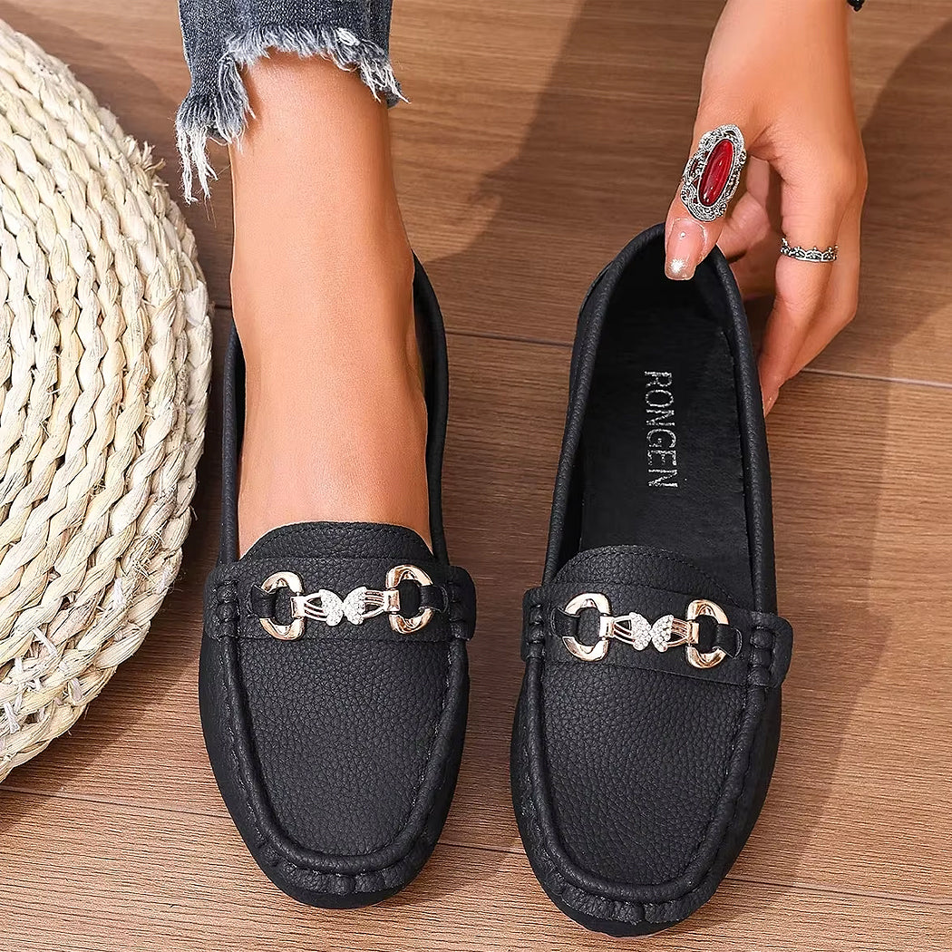 Mocassin décontracté détails chaine et strass