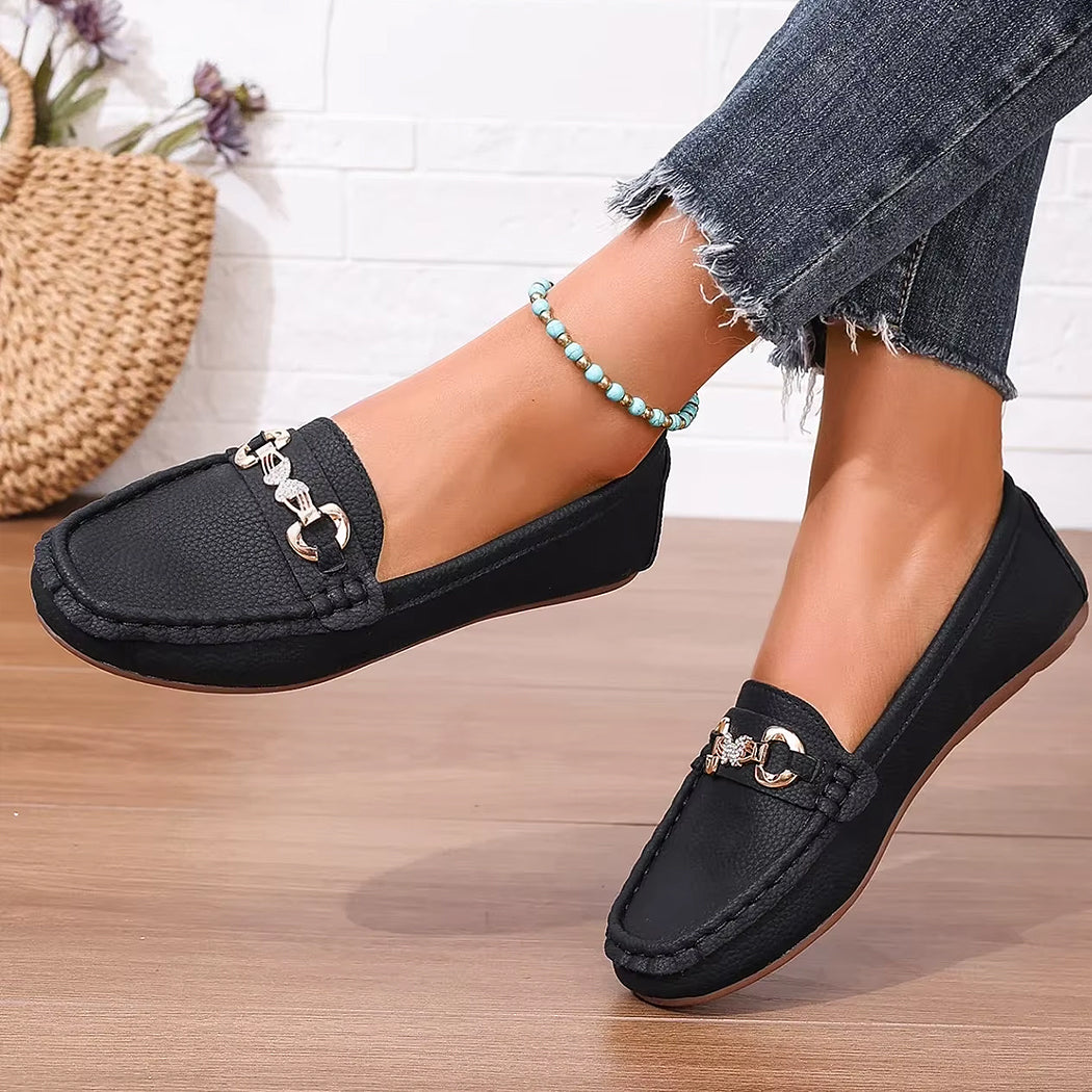 Mocassin décontracté détails chaine et strass