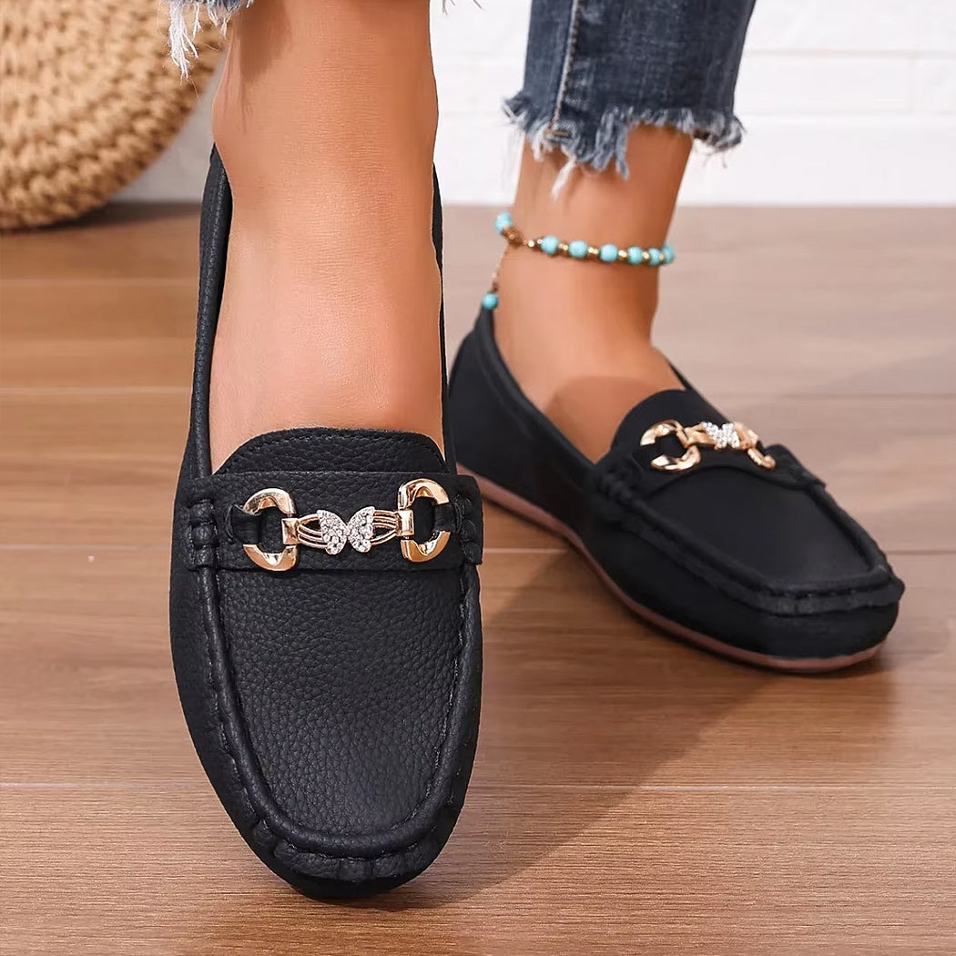 Mocassin décontracté détails chaine et strass