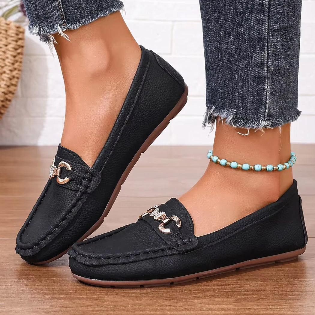 Mocassin décontracté détails chaine et strass