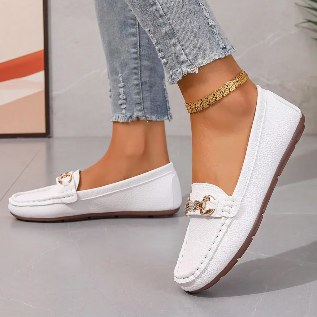 Mocassin décontracté détails chaine et strass