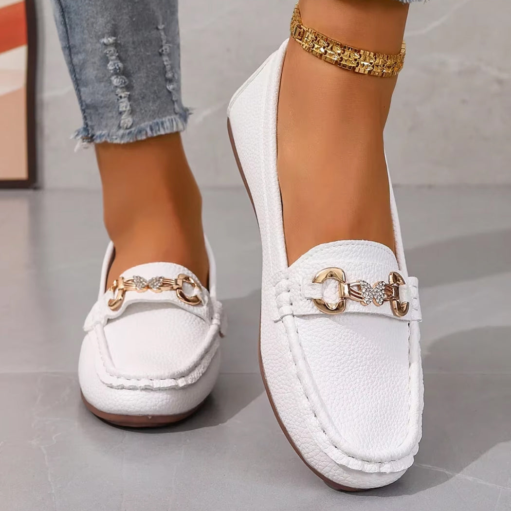 Mocassin décontracté détails chaine et strass