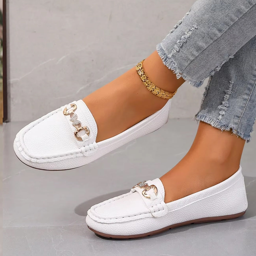 Mocassin décontracté détails chaine et strass