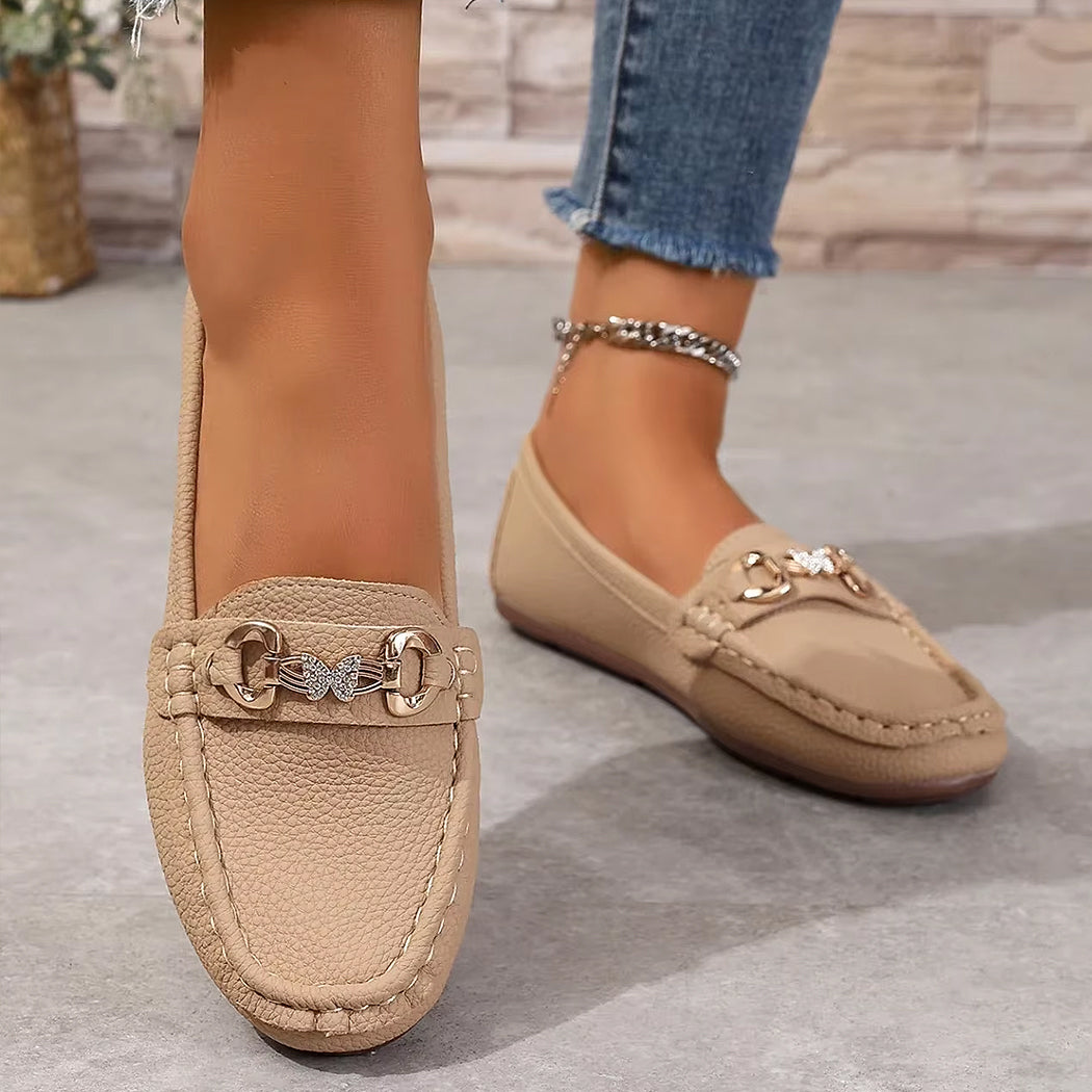 Mocassin décontracté détails chaine et strass